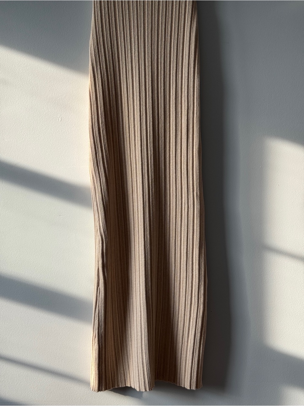 Quince Cotton Cashmere Ribbed Sleeveless Midi Dress - Heather Oatmeal - Size M - Picture 7 of 16
